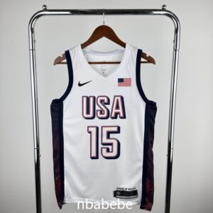 Maillot de Basket USA JO 2024 Booker 15 blanc