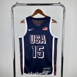 Maillot de Basket USA JO 2024 Booker 15 bleu foncé