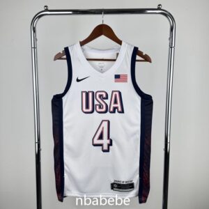 Maillot de Basket USA JO 2024 Curry 4 blanc