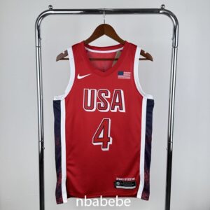 Maillot de Basket USA JO 2024 Curry 4 rouge