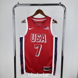 Maillot de Basket USA JO 2024 Durant 7 rouge