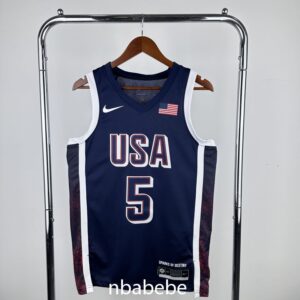 Maillot de Basket USA JO 2024 Edwards 5 bleu foncé