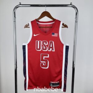 Maillot de Basket USA JO 2024 Edwards 5 rouge