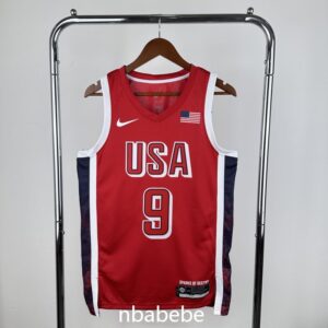 Maillot de Basket USA JO 2024 Haliburton 9 rouge