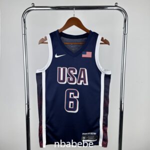 Maillot de Basket USA JO 2024 James 6 bleu foncé