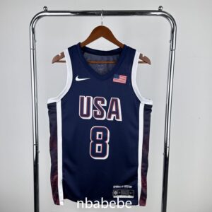 Maillot de Basket USA JO 2024 Leonard 8 bleu foncé