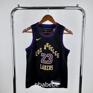 Maillot de Basket NBA Lakers Enfant 2024 James 23 city édition noir