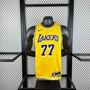 Maillot de Basket NBA Los Angeles Lakers 2023 Dončić 77 jaune