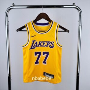 Maillot de Basket NBA Los Angeles Lakers Enfant 2023 Dončić 77 jaune