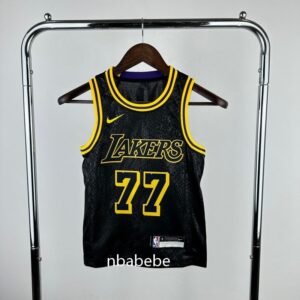 Maillot de Basket NBA Los Angeles Lakers Enfant Dončić 77 Mamba noir