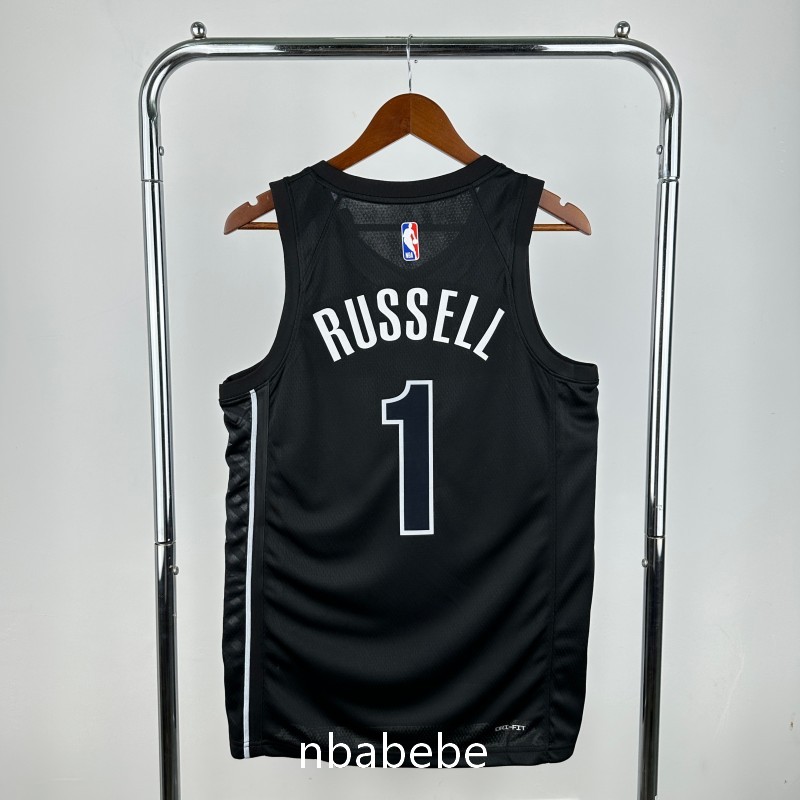 Maillot NBA Brooklyn Nets Jordan 2023 Russell 1 noir – Image 2