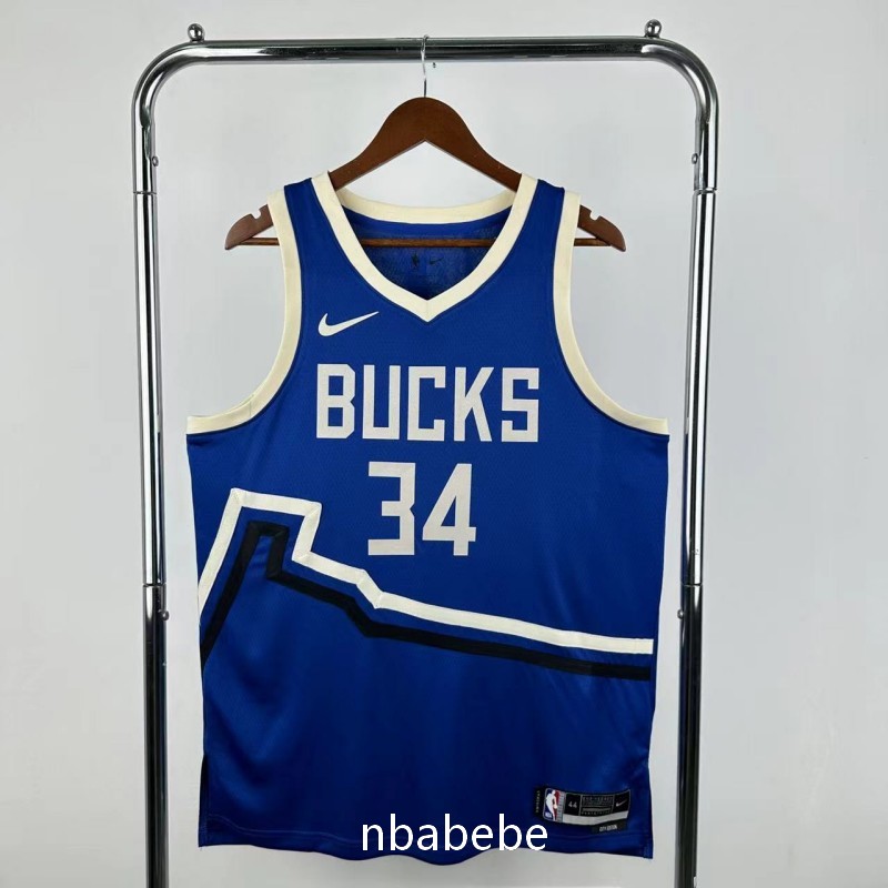Maillot de Basket NBA Milwaukee Bucks 2025 Antetokounmpo 34 city édition