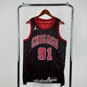 Maillot de Basket NBA Chicago Bulls Jordan 2026 Rodman 91 noir