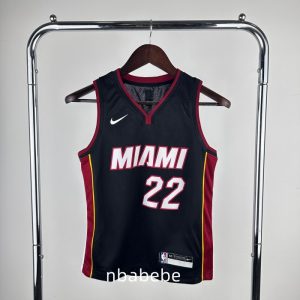 Maillot de Basket NBA Miami Heat Enfant 2023 Butler 22 noir col v