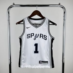 Maillot de Basket NBA San Antonio Spurs Enfant 2023 Wembanyama 1 blanc