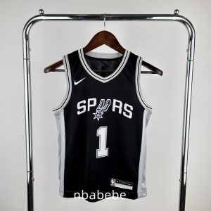 Maillot de Basket NBA San Antonio Spurs Enfant 2023 Wembanyama 1 noir