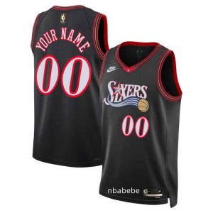 Maillot Philadelphia 76ers personnalisé noir