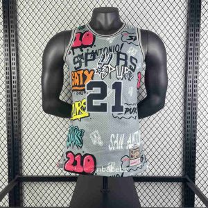 Maillot Rétro San Antonio Spurs 1998-1999 Duncan 21 Graffiti-1