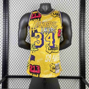 Maillot vintage Los Angeles Lakers 1996-1997 O'Neal 34 Graffiti-1