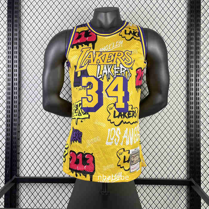 Maillot vintage Los Angeles Lakers 1996-1997 O'Neal 34 Graffiti-1