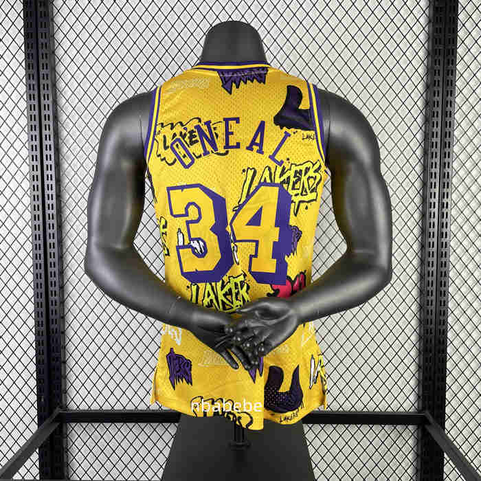 Maillot vintage Los Angeles Lakers 1996/1997 O'Neal 34 Graffiti – Image 2