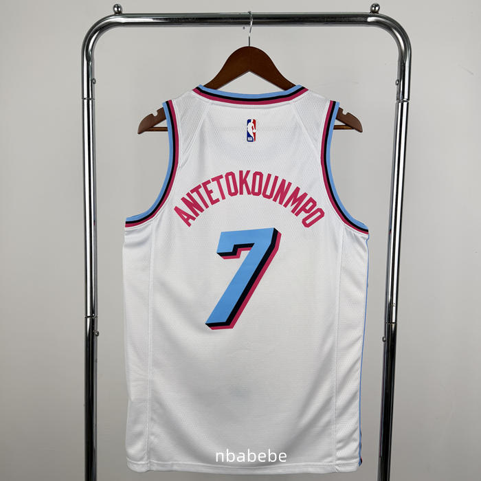 Maillot de Basket NBA Heat 2023 Antetokounmpo 7 Blanc 1